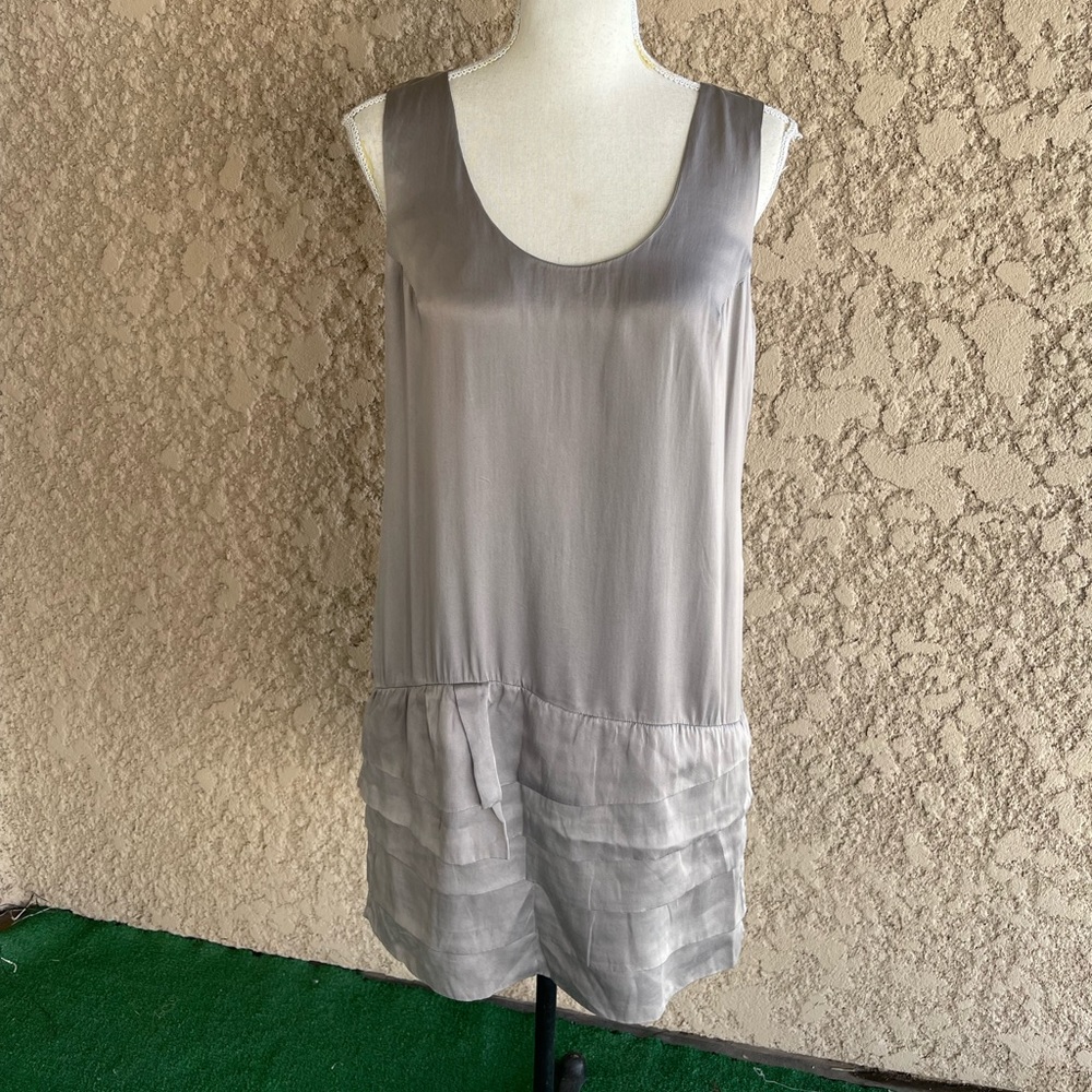 Banana Republic Silver Silk Maxi Dress, Size 4